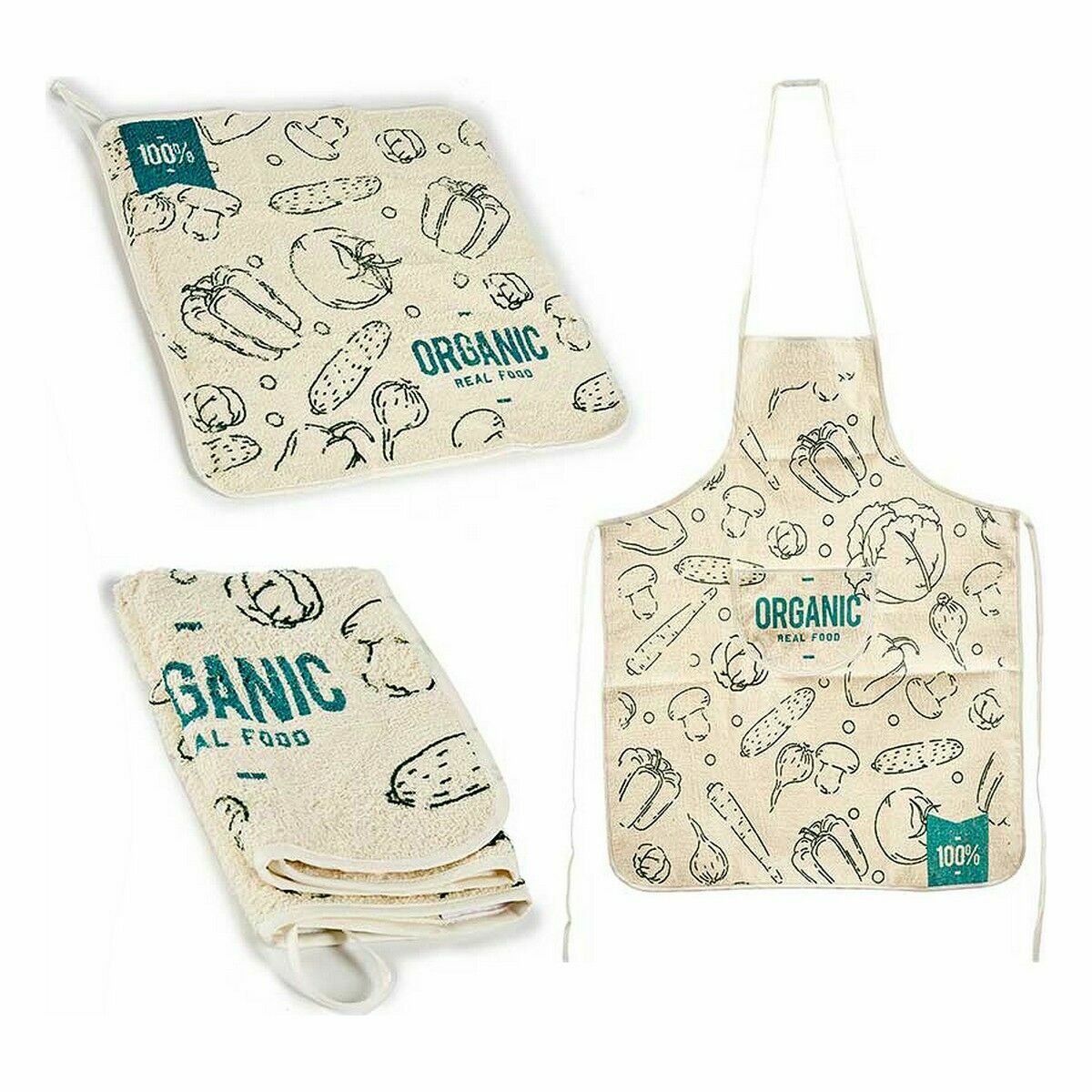 Kitchen Set Kinvara Organic Blue White Polyester 2 Pieces